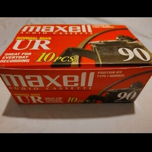 9 Sealed Maxell UR-90 Normal-Bias Cassette Tapes